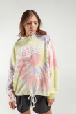 Buzo para mujer en tela tie dye y estampado en frente y espalda.