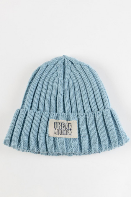 Gorro tejido unicolor con canales