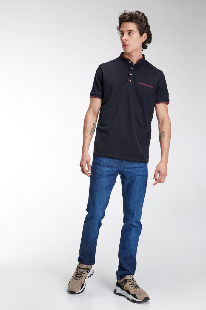 Camiseta Polo unicolor con cuello neru