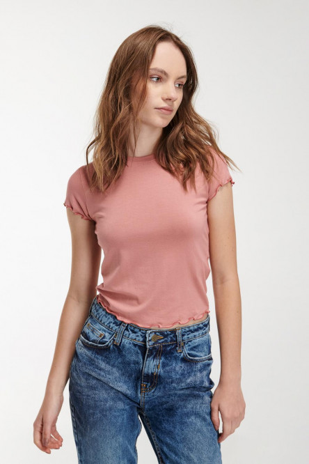 Camiseta, manga  corta, cuello redondo, unicolor.