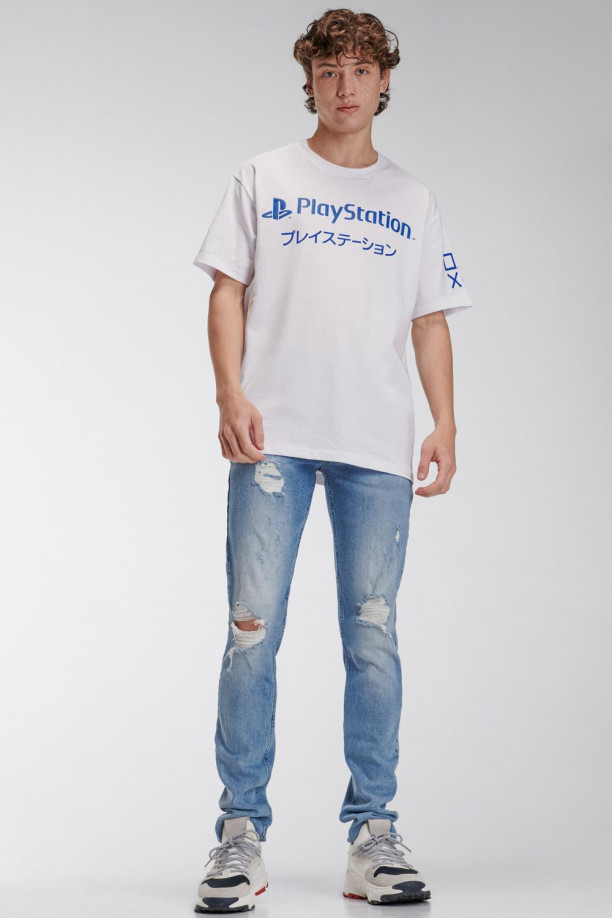 Camiseta cuello redondo, estampada de PlayStation.