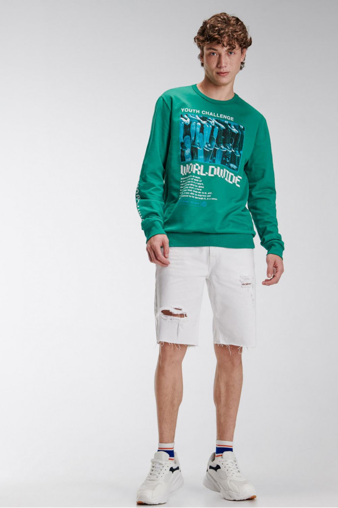 Buzo cuello redondo estampado.
