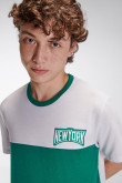 Camiseta estampada, cuello redondo, manga corta con estampado frente