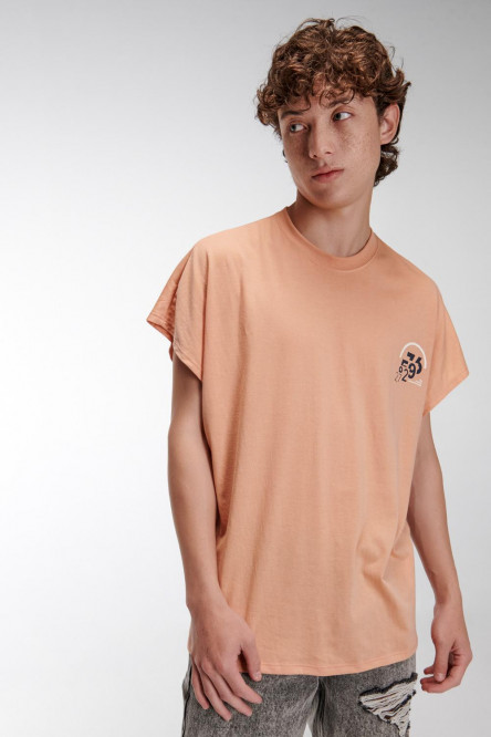 Camiseta, manga sisa, con estampado en frente y espalda