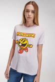 Camiseta, manga corta, estampada en frente y manga de Pacman.