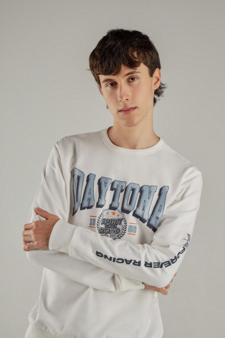 Buzo cuello redondo estampado.
