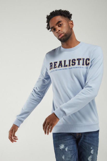 Buzo cuello redondo para hombre estampado frente.