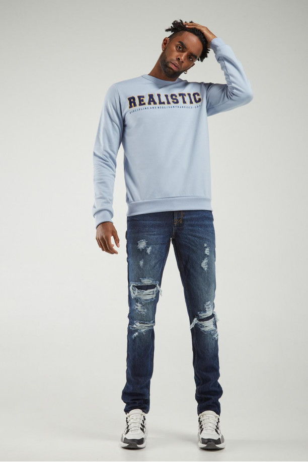 Buzo cuello redondo para hombre estampado frente.