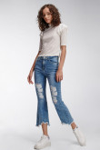 Jean cropped bota suelta
