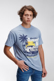 Camiseta estampada, cuello redondo, manga corta