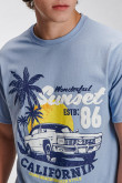 Camiseta estampada, cuello redondo, manga corta