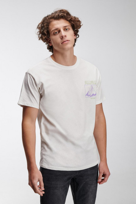 Camiseta manga corta rosada con estampados