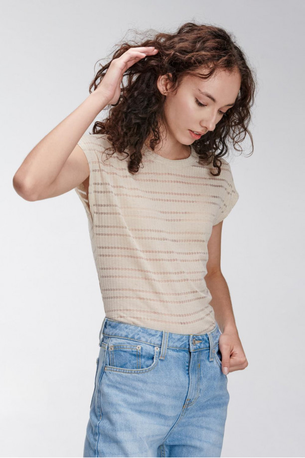 Camiseta sin mangas, cuello redondo unicolor