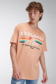 Camiseta oversize estampada, cuello redondo, manga corta