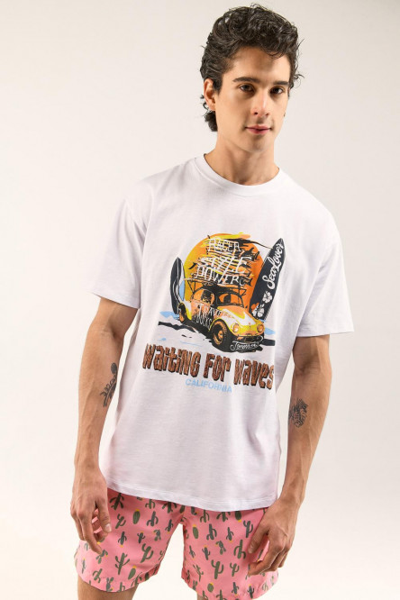 Camiseta manga corta blanca con estampado
