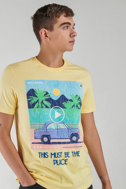 Camiseta básica manga corta estampada.