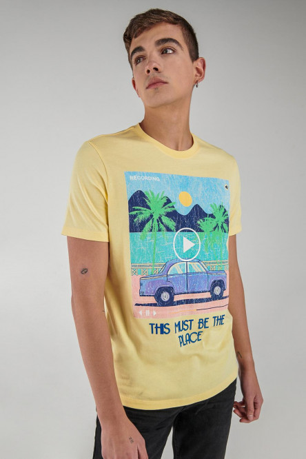 Camiseta básica manga corta estampada.