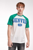 Camiseta cuello redondo, manga rangla con estampado en frente