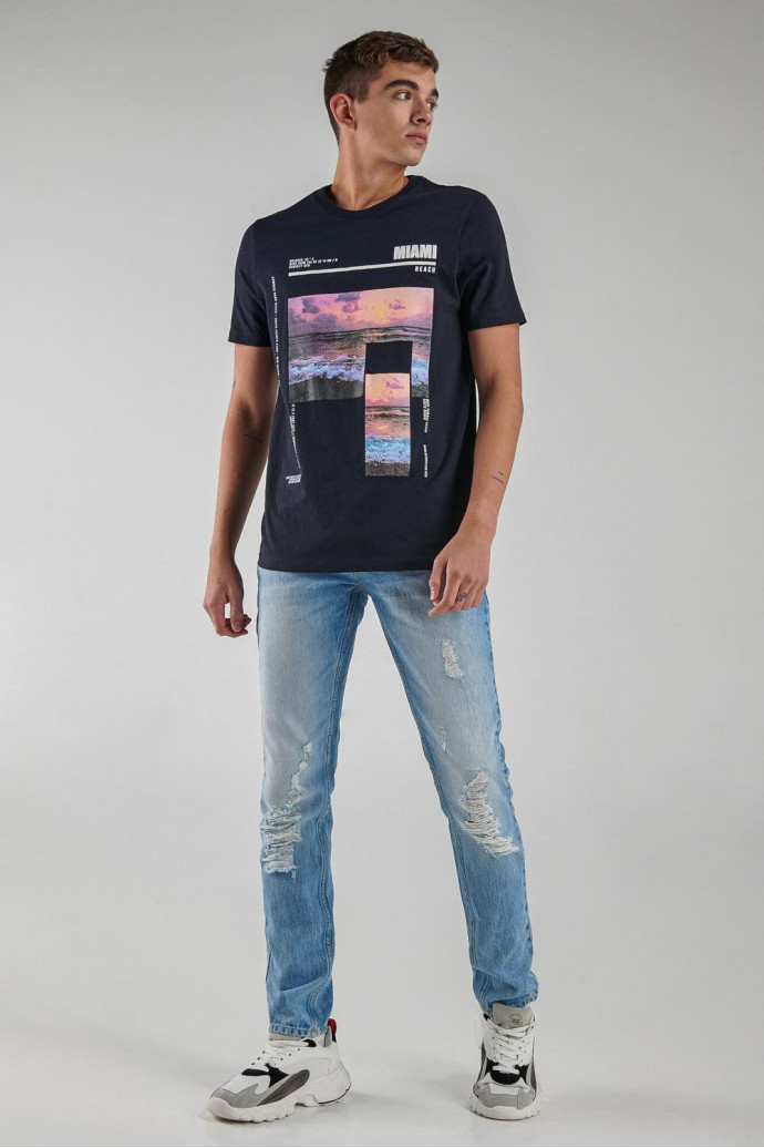 Camiseta básica manga corta estampada