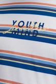 Camiseta estampada, cuello redondo, manga corta con rayas y estampado frente