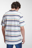 Camiseta estampada, cuello redondo, manga corta con rayas y estampado frente