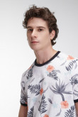 Camiseta manga corta blanca con estampado continuo