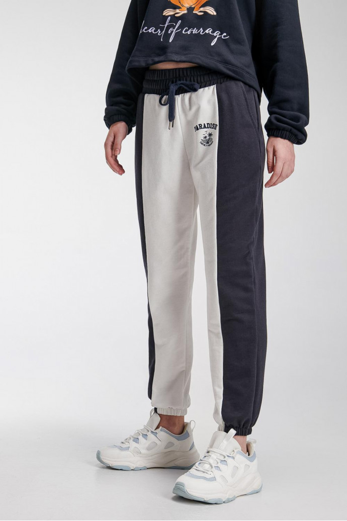 Jogger estampado con pretina y cordón.