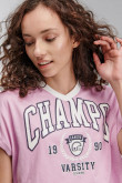 Camiseta estampada, manga corta con cuello en V.