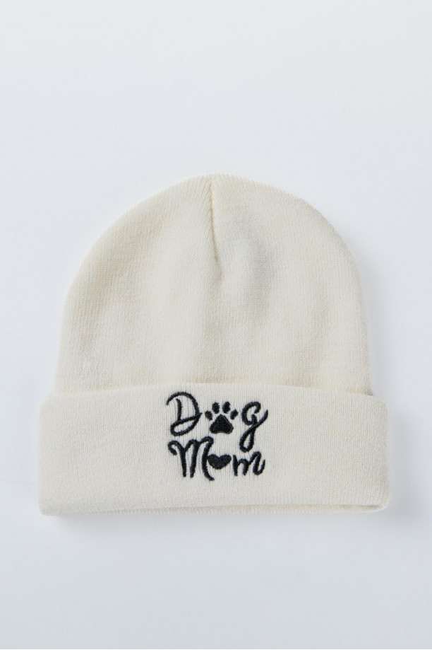 Gorro tejido unicolor con motivo