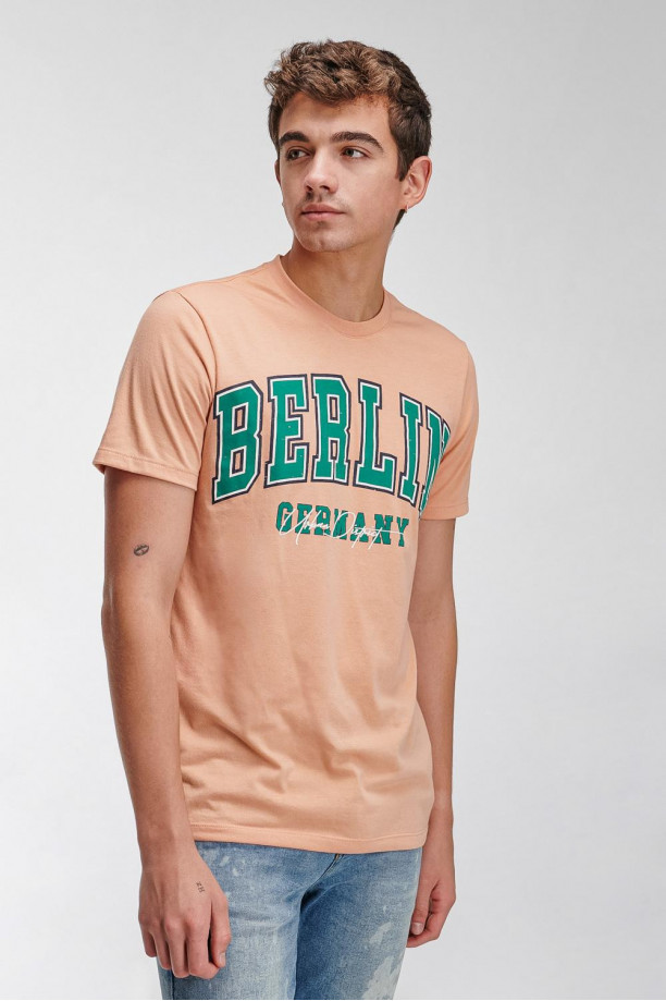 Camiseta básica manga corta estampada.