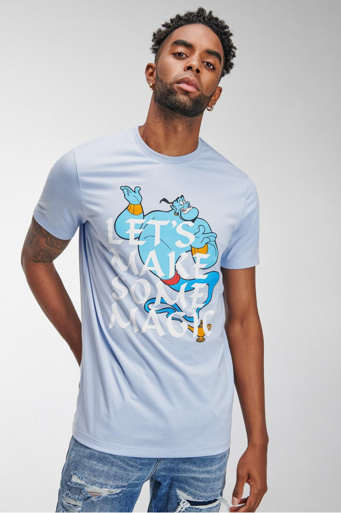 Camiseta del Genio de Aladdín azul clara manga corta