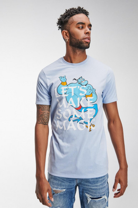 Camiseta del Genio de Aladdín azul clara manga corta