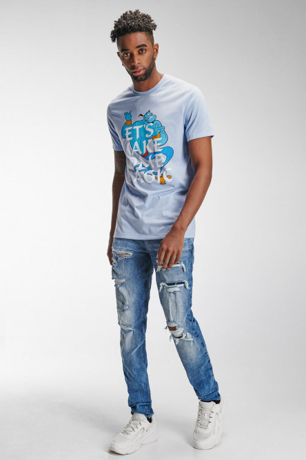 Camiseta del Genio de Aladdín azul clara manga corta