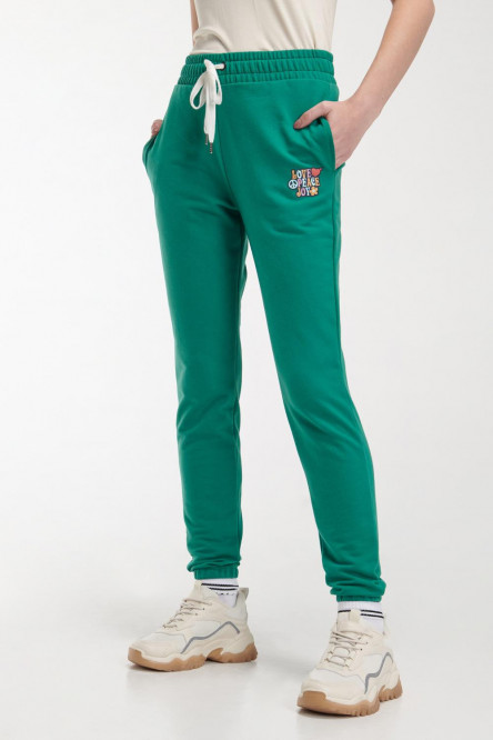 Pantalon jogger, unicolor, con bolsillos en costado