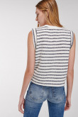 Camiseta sin mangas, cuello redondo con rayas