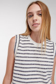 Camiseta sin mangas, cuello redondo con rayas