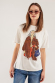 Camiseta femenina manga corta, estampada con telovit.
