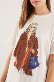 Camiseta femenina manga corta, estampada con telovit.