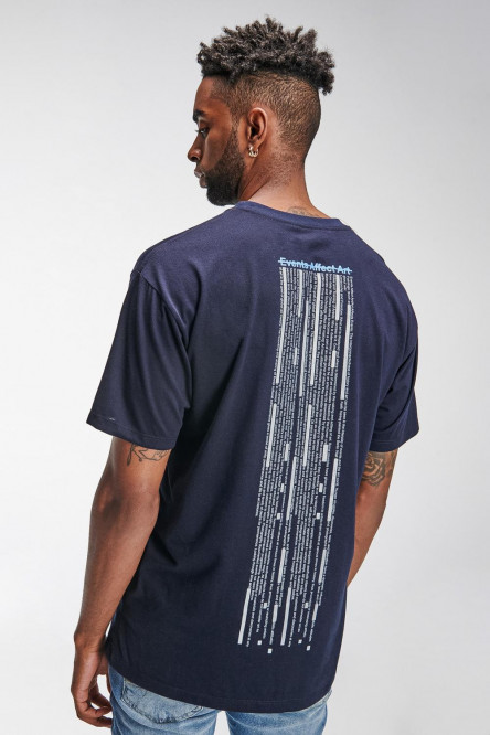 Camiseta manga corta azul oscuro con doble estampado
