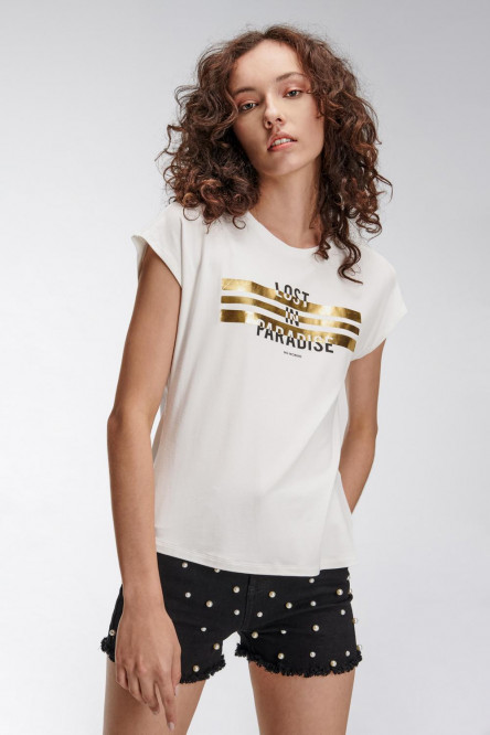 Camiseta sin mangas, estampada en frente