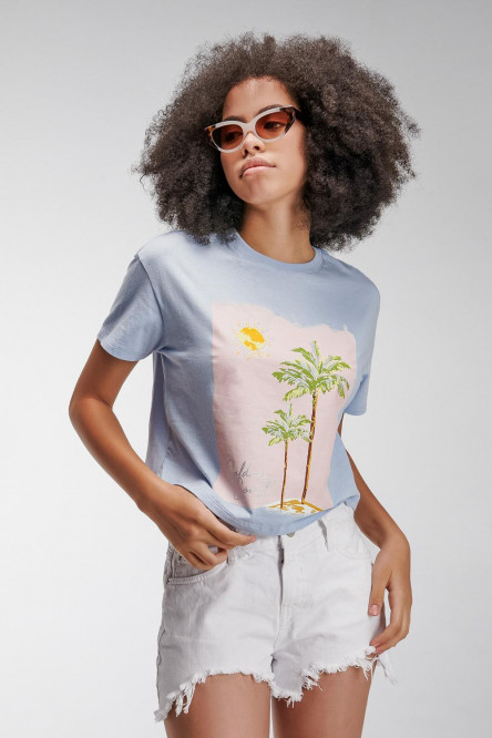 Short denim tiro alto