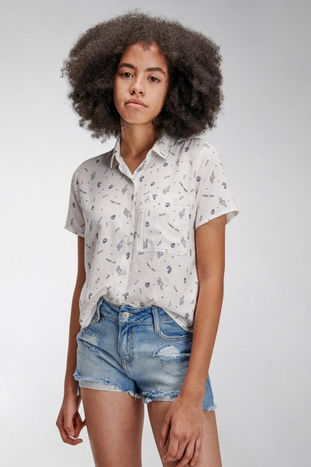 Short denim tiro alto