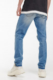Jean Skinny azul medio con rotos y estampado