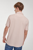 Camiseta polo manga corta rosada y cuello tejido
