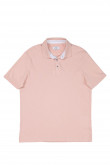 Camiseta polo manga corta rosada y cuello tejido