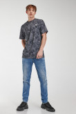 Camiseta estampada, cuello redondo, manga corta con estampado