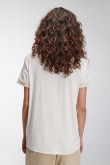Camiseta crop top, con costuras en contraste con estampado en frente