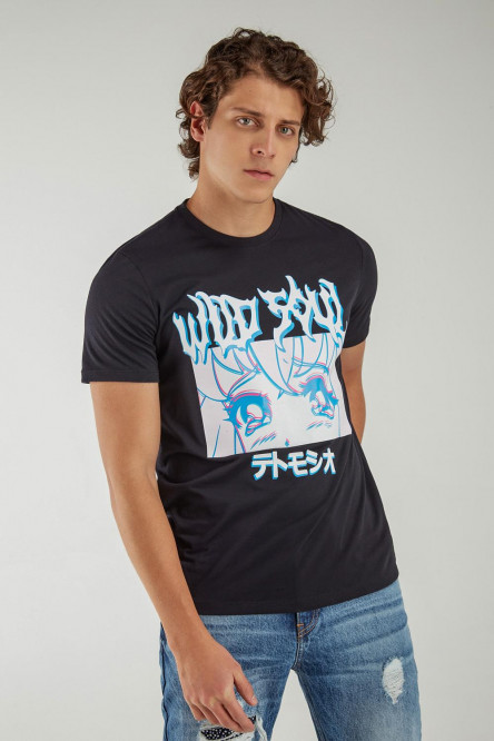 Camiseta básica manga corta con estampado.