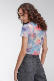 Camiseta manga corta estampada y costura en frente