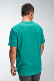 Camiseta básica para hombre manga corta, unicolor, con doble doblez en mangas y abertura lateral dispareja.
